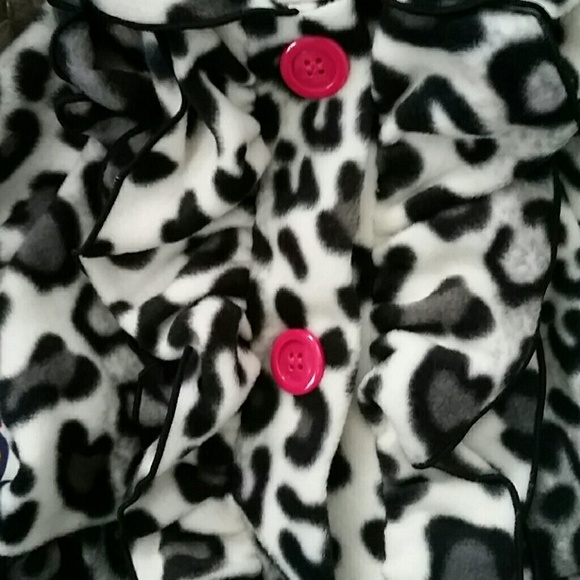 Mack & Co. NWT Leopard Fleece Ruffle Trimmed Coat - Picture 2 of 5